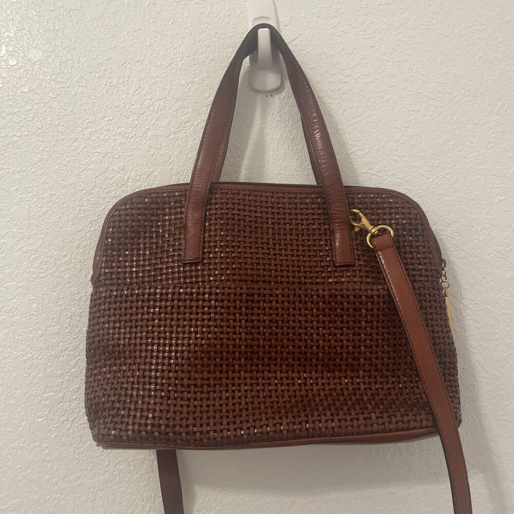 Vintage Sharif Handbag USA Brown Leather Shoulder Bag Satchel Vtg Classic See